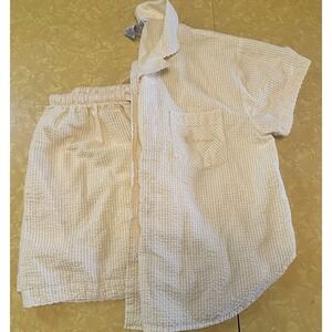 VTG 90s Esleep Yellow Gingham Pajama Top & Shorts Set Womens L Preppy Spring